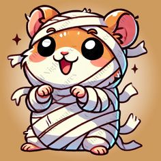 a cartoon hamster wrapped in a towel