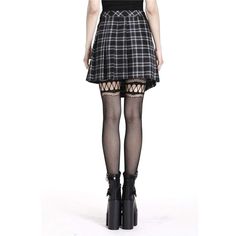 Tartan checks and plain fabric have been creatively used to create an illusion of a wrap-around skirt. The short pleated skirt sports leather straps, D-rings and lobster claw clasps along with an oversized safety pin to add the punk flavors to this smart skirt. 
Material:POLYESTER 
Color:BLACK 
Size:S-2XL 
Sku:KW135 Short Pleated Skirt, Punk Skirt, Pleated Skirt Short, Wrap Around Skirt, Plain Fabric, Sports Skirts, Style Punk, D Rings, Safety Pin