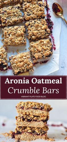 homemade granola oatmeal crumble bars stacked on top of each other