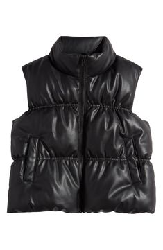 Your fashion-forward kid will love to layer with this cropped, quilted puffer vest made from edgy faux leather. Front zip closure Lined 100% polyurethane Machine wash, dry flat Imported Trendy Black Puffer Vest, Faux Leather Puffer Vest, Leather Puffer Vest, Leather Puffer, Quilted Puffer Vest, Black Puffer Vest, Rollerball Perfume, Platform Slippers, Maternity Shops