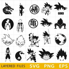 the dragon ball svg files are available for use in any type of graphic design