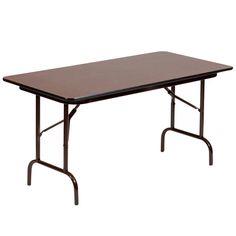 a rectangular folding table with two legs