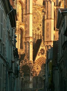 an old cathedral is shown in the sunlight