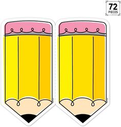 two pencils with yellow and pink on them