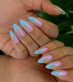 chrome nails, chrome nail, chrome nail design, nail art, nail design Nail Ideas Almond, Rainbow Nails Design, Nail Color Ideas, August Nails, Confetti Nails