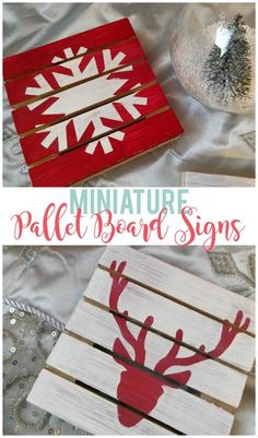 an easy and fun christmas craft for kids to make with pallet boards that are painted red and white