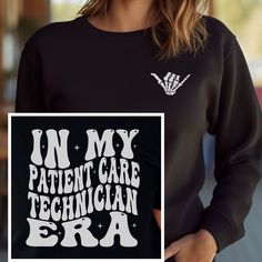 Patient Care Tech Shirt makes the perfect gift for any PCT! If you would like the front pocket personalized, enter it in the personalization box. (Ex: PC Tech or your name)  If you don't want it personalized, leave this box blank. T-shirt: This is made with the Bella & Canvas 3001 classic unisex jersey short sleeve tee.  It fits like a well-loved favorite, soft cotton and quality print make users fall in love with it over and over again. These t-shirts have-ribbed knit collars to bolster shaping Er Tech, Ed Tech, Tech Hoodie, Blank T Shirt, Tech T Shirts, Tech Shirt, Skeleton Hand