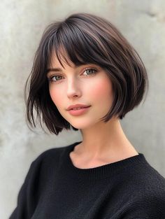 Trendy Bob Haircuts with Fringe for a Stylish and Versatile Look Bob Haircuts With Fringe, Choppy Bob Hairstyles With Bangs, Haircuts With Fringe, Curly Bob With Fringe, Trendy Bob Haircuts, Short Bob With Fringe, Bob With Fringe, Hairstyles Drawing