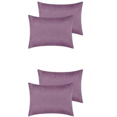 three purple pillows on a white background