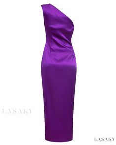 Lasaky - Stunning Womens Off-Shoulder Evening Gown - Featuring High-Waisted Empire Waist Design and Sophisticated Solid Color - Long Dress Purple One-shoulder Evening Dress, Purple Fitted One-shoulder Dress, Fitted One-shoulder Purple Dress, Purple Fitted Off-shoulder Gown, Fitted Off-shoulder Purple Gown, Purple One-shoulder Dress For Banquet, Purple Fitted One-shoulder Evening Dress, Purple One-shoulder Fitted Evening Dress, Solid Color One-shoulder Evening Maxi Dress