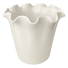 a white vase is shown on a white background