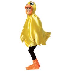 a person in a yellow duck costume