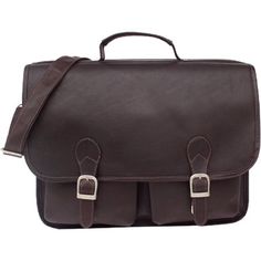 Thumb release buckles open to two front open pockets with snap strap closure. Two main compartments with full organizer and padded for laptop. Rear zip-pocket, top handle for easy carrying and an adjustable/detachable shoulder strap. Size: 1 size. Color: Brown. Classic School Bags With Pockets, Modern School Briefcase With Adjustable Strap, Classic Office Bags With Pockets, Satchel Briefcase With Pockets, Brown Business Satchel With Pockets, Business Brown Satchel With Pockets, Travel Satchel Briefcase With Pockets, Travel Briefcase With Pockets And Satchel Shape, Travel Briefcase With Pockets In Satchel Shape