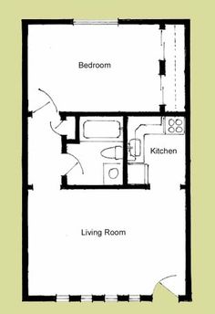 a floor plan for a small house with two bedroom and living room in the middle