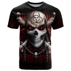 Skull T Shirt Blood Skull Survivor Our  T SHIRTs  are custom-made- to-order and handcrafted to the highest quality standards.   Here are the reasons why you should buy our products:    Made from polyester fabric. 
   DETAIL - High resolution graphic artwork is printed on the entire shirt. 
   MATERIAL - 100% Polyester all-over-print. Soft and comfortable. 
   HANDMADE - Graphics are pressed to individual panels and sewn together. 
   VIBRANT DESIGNS -Variety of fun, vibrant designs for men and w Red T-shirt With Skull Print For Halloween, Halloween Red T-shirt With Skull Print, Cotton T-shirt With Custom Skull Print, Skull T Shirt, Skull Tshirt, Graphic Artwork, Shirt Collection, Fashion Games, Shirt Design