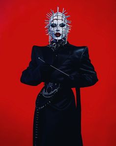 Drag Inspo Outfit, Hell Raiser Costume, Cenobite Fashion, Cenobite Costume, Goth Costume Ideas, Hellraiser Makeup, Pinhead Cosplay, Hellraiser Costume, Pinhead Makeup