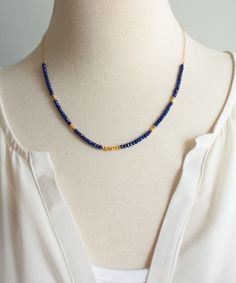 Lapis Gold Vermeil Necklace, Delicate Blue Beaded Necklace, Short Gemstone Color Block Necklace , Lapis Layering Necklace, Lyra - Etsy Puerto Rico Elegant Sapphire Faceted Beaded Necklaces, Blue Beaded Briolette Gemstone Necklace, Sapphire Beaded Necklaces With Gemstone Beads For Gift, Sapphire Beaded Rondelle Jewelry, Lapis Lazuli Jewelry With Faceted Beads For Gift, Lapis Lazuli Faceted Beads Jewelry For Gift, Sapphire Faceted Beaded Necklace For Gift, Faceted Lapis Lazuli Beads Jewelry For Gift, Sapphire Jewelry With Faceted Round Beads