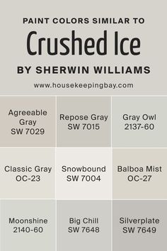 Colors Similar to Crushed Ice SW 7647  by Sherwin-Williams Crushed I E Sherwin Williams, Sw Big Chill Paint, Sw Crushed Ice Walls, 1880 Kitchen, Sw Silverplate, Sw Big Chill, Crushed Ice Sherwin Williams, Bm Balboa Mist, Crushed Ice Paint