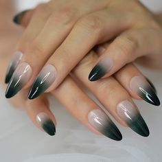 Glossy Ombre French Stilettos Fales Nails - Snatched Hair & Beauty Supplies Dark Gel Nails, Ballerina Nail, Salon Party, Natural Manicure, Long Press On Nails, Party Nails, Gel Tips, Ballerina Nails, Gradient Nails