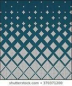 a blue and white knitted background with small crosses on the side, as well as dots