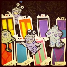 an image of some stickers on the back of a cell phone case that is decorated with cartoon characters