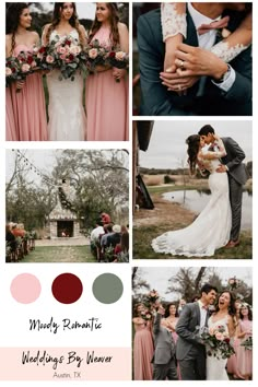 wedding photo collage with different colors and details