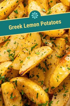 greek lemon potatoes with parsley on top