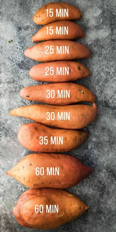 several carrots are lined up in a row on the ground with measurements for them