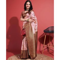 Brown & Peach colored saree is made from banarasi silk fabric which is highlighted with beautiful digital printed with weaving work as shown. comes along unstitched banarasi silk blouse piece which you can customise as per your design/style. Occasion - You can wear this saree for party, festivals, functions and ideal for any fashionista. Note:- the actual product may differ slightly in color and design from the one illustrated in the images when compared with computer or mobile screen. Measureme Traditional Semi-stitched Peach Saree, Traditional Peach Saree For Navratri, Unstitched Peach Saree For Festivals, Peach Saree With Zari Weaving, Peach Unstitched Saree For Festivals, Traditional Banarasi Silk Wear In Peach, Traditional Peach Banarasi Silk Wear, Peach Saree With Zari Weaving For Diwali, Festive Peach Banarasi Silk Saree