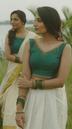 Latest Crop Top And Skirt Designs, Kerala Top Design, Pattupavada Blouse Neck Designs, Skirt N Top Designs, Pavada Blouse Designs, Dhavani Blouse Designs Latest, Pavada Blouse Kerala, Onam Hairstyles For Women