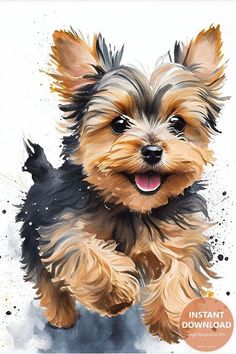 a watercolor painting of a small dog