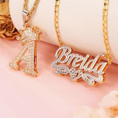 Material: Copper. Color: Gold. Necklcae Chain Length: 14",16",18",20",22". Process: Gold plated. Recipient: Woman, Mom, Wife, Girl Friend, Children, Family. Product Type: Personalized Jewelry. Gift Type: Set. Occasions: Valentine's Day, Mother's Day, Christmas, Birthday, etc. Jewelry Type: Name Necklace, Initial Necklace. Brand: Silviax Jewelry. Custom Crown, Initial Pendant, Copper Color, Necklace Sizes, Personalized Necklace, Name Necklace, Initial Necklace, Chain Lengths, Necklace Set