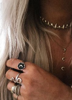 Pebby Forevee | Jewelry Inspo: snake ring, moon jewelry, moon inspired, moon necklace, moon ring, ring aesthetic, aesthetic rings, unique rings, cute rings, cute necklaces, silver jewelry, silver necklace, silver rings, layered necklaces, choker necklace, witchy jewelry, witchy rings, witchy necklaces River Water, Witchy Jewelry, Snake Ring