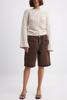 Wide Denim Shorts Brown | NA-KD Brown Jean Shorts For Spring, Spring Brown Jean Shorts, Trendy Brown Jean Shorts For Spring, Trendy Brown Jean Shorts, Trendy Brown High-waisted Jean Shorts, Casual Brown Wide Leg Shorts, Trendy Brown Short Jean Shorts, Denim Material, Business Outfit