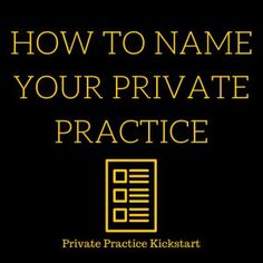 the cover of how to name your private practice book, with gold lettering on a black background