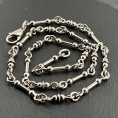 Vintage Sterling Silver Fancy Link Necklace, Fully Hallmarked Birmingham 1996, Necklace Length 45cm, Link Width 4.5mm, Secure Lobster Claw Clasp Stamped 925, Weight 26.62Grams, Lovely Condition