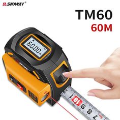 a hand holding a tape measure with the words tm60 on it and an image of