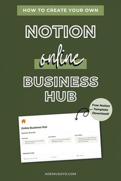 a green and white poster with the words, how to create your own online business hub