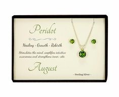 Vibrant green Peridot pendant necklace with matching earrings, the 6mm (1/4”) peridot gemstone is a natural gemstone and is the August birthstone. It’s complimented with a 1/10 silver filled curb chain, available in 16”, 18" or 20” length. Earrings are available in 4mm (1/8”) or 6mm (1/4”) gemstone.► Sterling silver pendant with 6mm Peridot natural gemstone► 16”, 18”, 20 " silver filled curb chain, choose from menu► Sterling silver posts and ear nuts, 4mm or 6mm gemstone, choose from drop down m Peridot Birthstone Necklace For May, Green Birthstone Jewelry For Birthday Gift, Green Nickel-free Jewelry For Mother's Day, Green Birthstone Necklace For May Birthday Gift, Green May Birthstone Necklace For Birthday, Green Gemstone Jewelry For Mother's Day, Hypoallergenic May Birthstone Jewelry For Birthday, Peridot Birthstone Jewelry Gift, Green Birthstone Jewelry For Mom