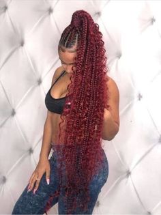 Hairstyles For Thick Black Hair, 1950 Ponytail, Thick Black Hair, Red Braids, Curly Hairstyles For Black Women, Curly Braids, Twisted Hair, Short Curly Hairstyles, Ponytail Hairstyle