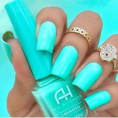 Nagel Stamping, Bright Summer Acrylic Nails, Toenail Designs, Unghie Sfumate, Green Acrylic Nails, Teal Nails, Turquoise Nails, Gel Nails At Home, Blue Acrylic Nails