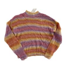 Features: Sweater Striped Colored Box B #0957 Winter & Fall Striped Colored 100% Acrylic Size: Girls Xs Condition: New Chunky Striped Sweater, Colorful Sweaters Aesthetic, Colorful Striped Sweater, Twee Clothes, Olga Core, Colorful Sweater Outfit, Artsy Sweaters, 2000s Indie, Striped Sweaters