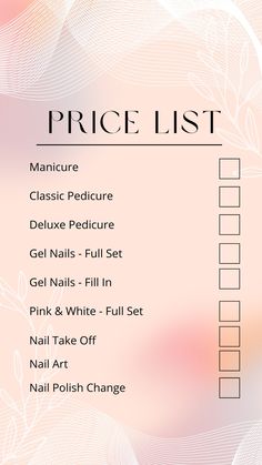 digital price list for you nail salon ready to print Full Set Gel Nails, Nails Price List, Gold And Black Nails, Nail Salon Prices, Price List Design, Salon Price List, Nail Salon Design, Nail Prices, List Design