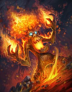 a painting of a fire breathing creature