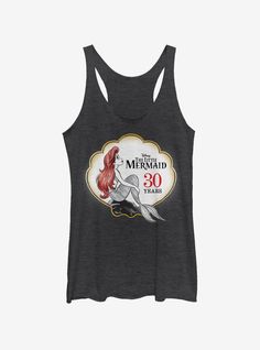 <ul><li>50% Polyester  25% Rayon  25% Cotton<li><li>Wash cold; dry low<li><li>Imported<li><li>Listed in women's sizes<li><ul> Disney The Little Mermaid, Little Mermaid Ariel, Anniversary Logo, Cute Tank Tops, Lady And The Tramp, Ariel The Little Mermaid, Tank Girl, Disney Ladies, Womens Tie