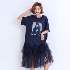 Creative Outfits, Dress Korea, Blue Girl, Irregular Hem, Spring Summer Dress, Cheap Dresses, Upcycle Clothes, Mesh Dress, Hoodie Dress