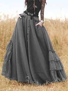 Sukienki Maksi, Long Skirt Casual, Skirts Casual, Diy Costumes Women, Solid Skirt, Women Design, Cotton Blends Dress, Looks Street Style, Outfit Trends