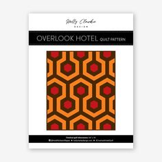 the overlook hotel quilt pattern is shown in orange and brown, with red hexagons on it