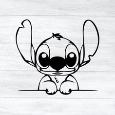 an image of a cartoon character with big eyes and ears sitting on the floor,