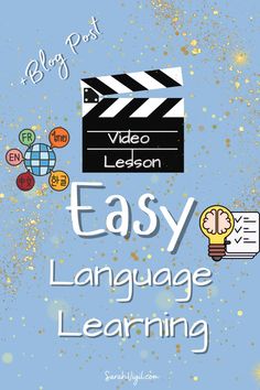 an easy language learning poster with the title easy language learning written in white and black